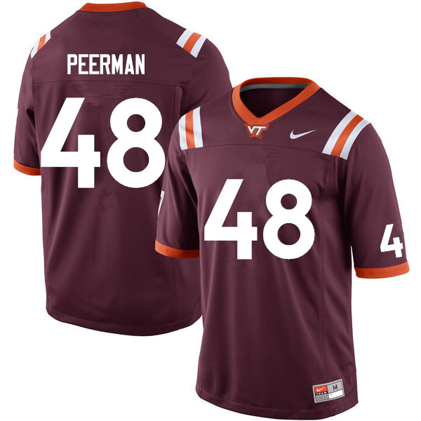 Men #48 Nikia Peerman Virginia Tech Hokies College Football Jerseys Sale-Maroon
